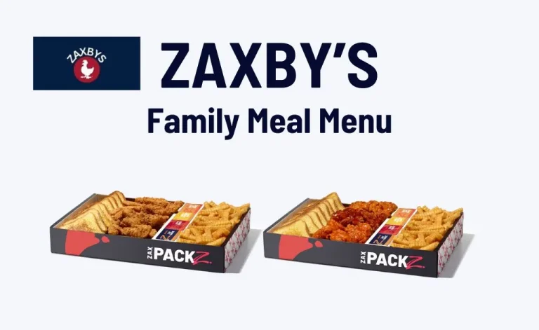 Zaxby's family meal menu