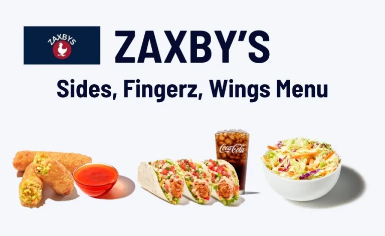 Zaxby's sides, fingerz, wings menu