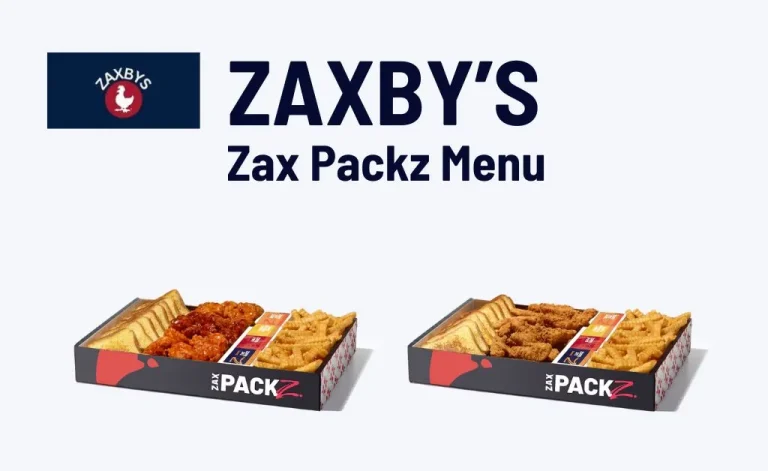 Zaxby's zax packz menu